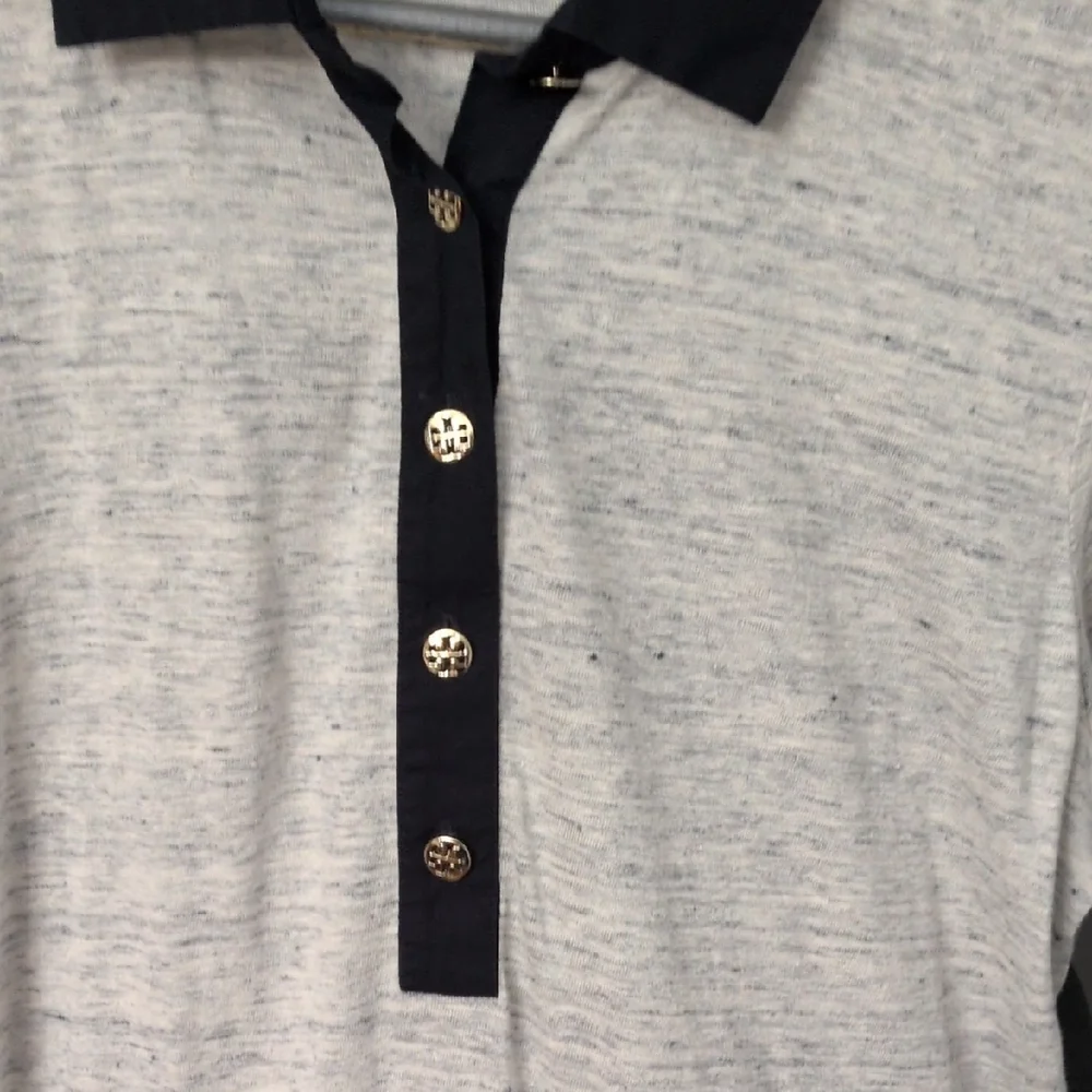 Tory Burch Space Dyed Black and White Polo Dress